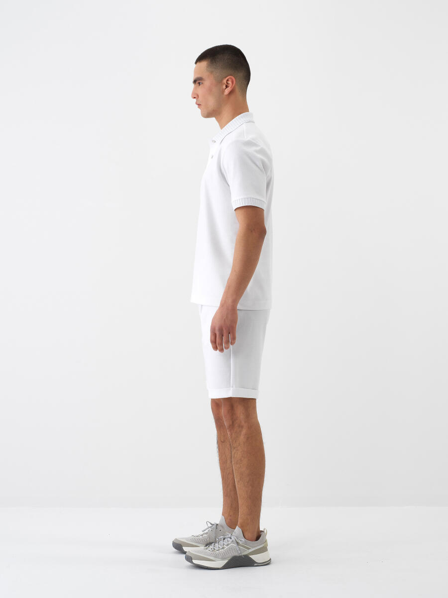 White Regular Fit Cotton Shorts - 3