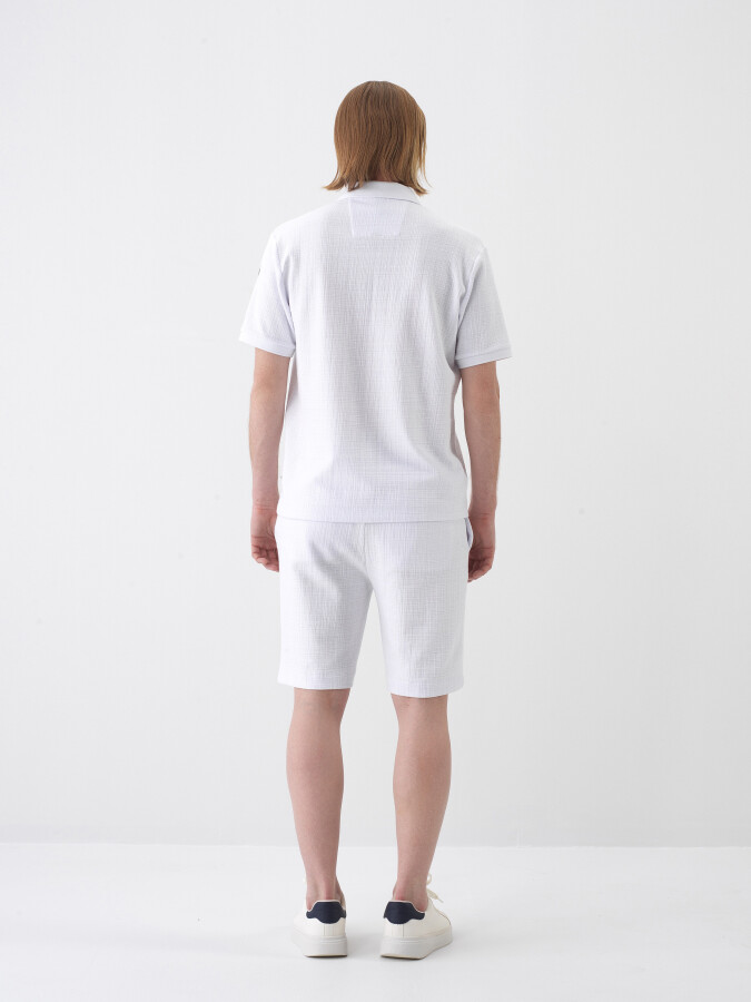 White Regular Fit Cotton Shorts - 5