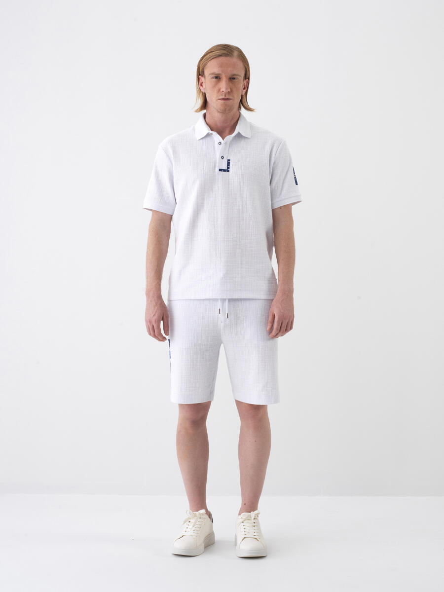 White Regular Fit Cotton Shorts - 2