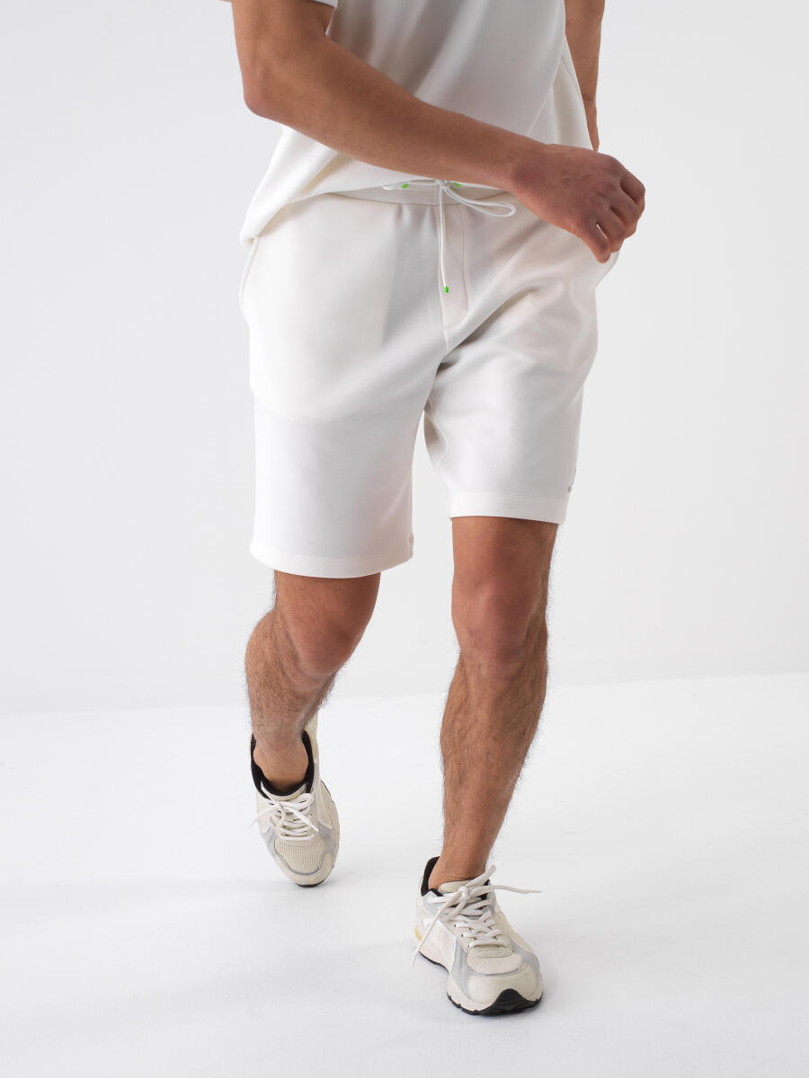White Regular Fit Modal Shorts - 1