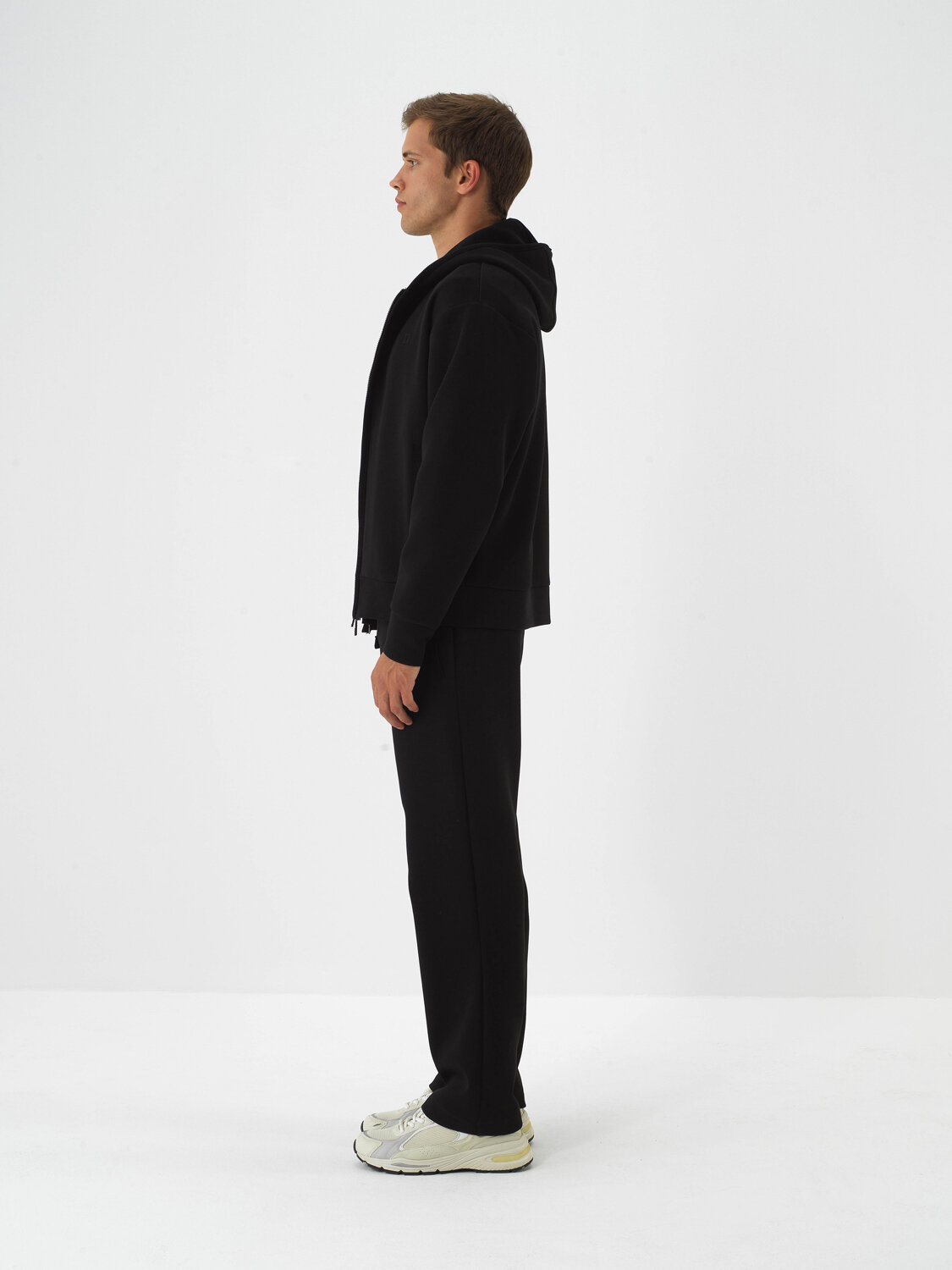 Black Cotton Textured Oversized Sweat Pants - Xint