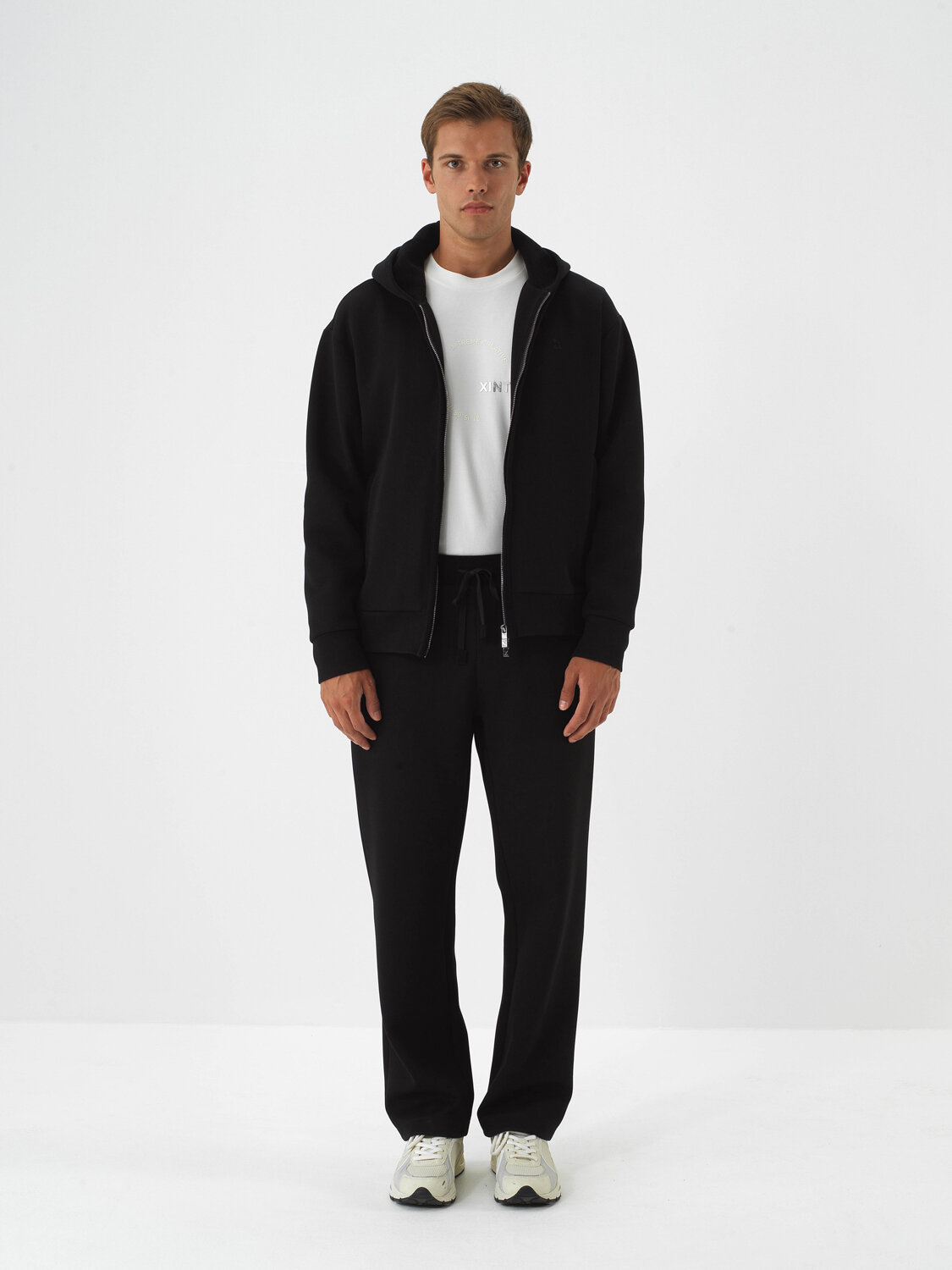 Black Cotton Textured Oversized Sweat Pants - Xint