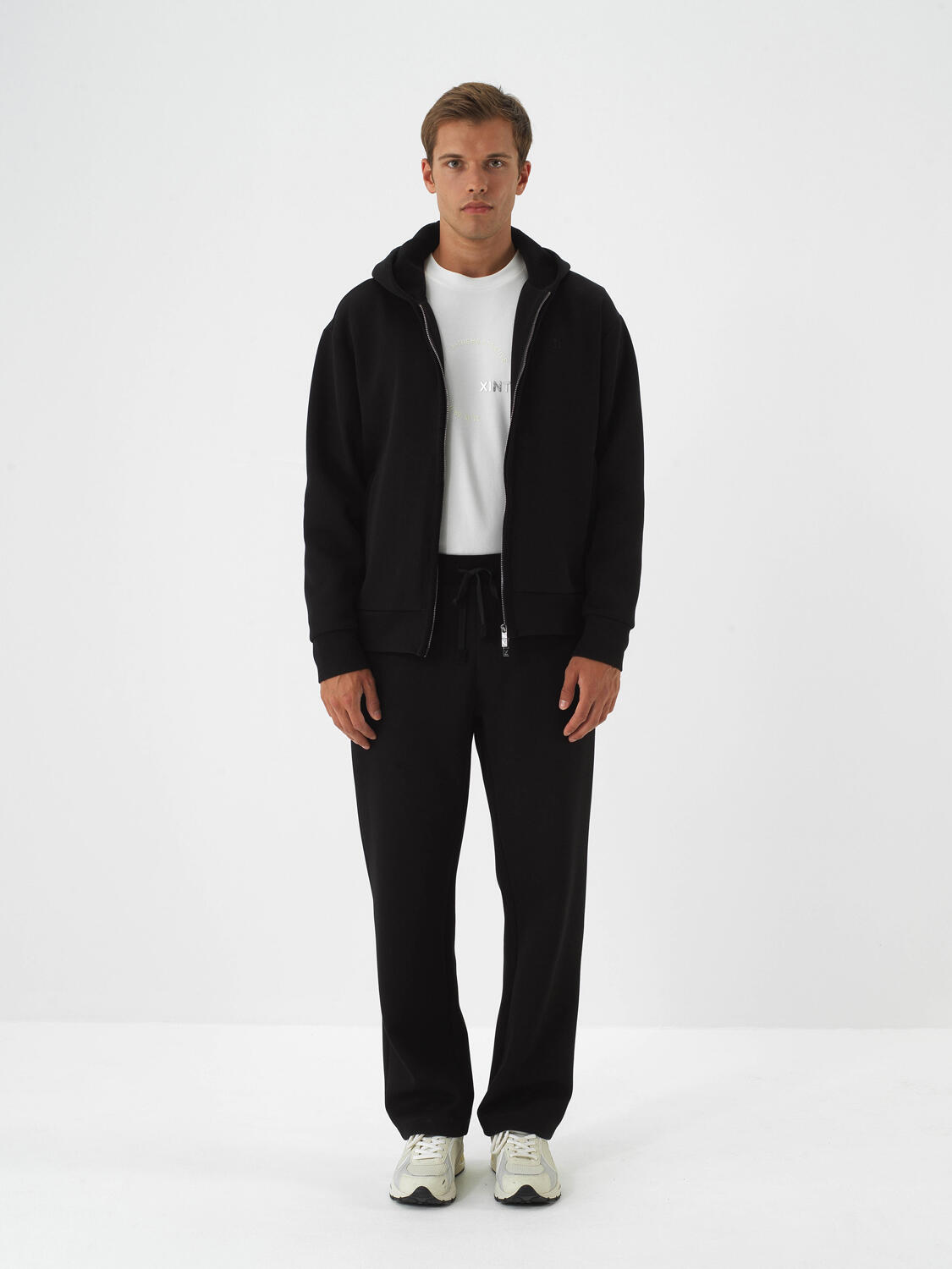 Black Cotton Textured Oversized Sweat Pants - 2