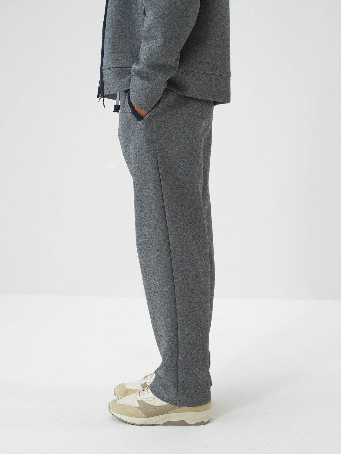 Gray Cotton Textured Oversized Sweat Pants - Xint