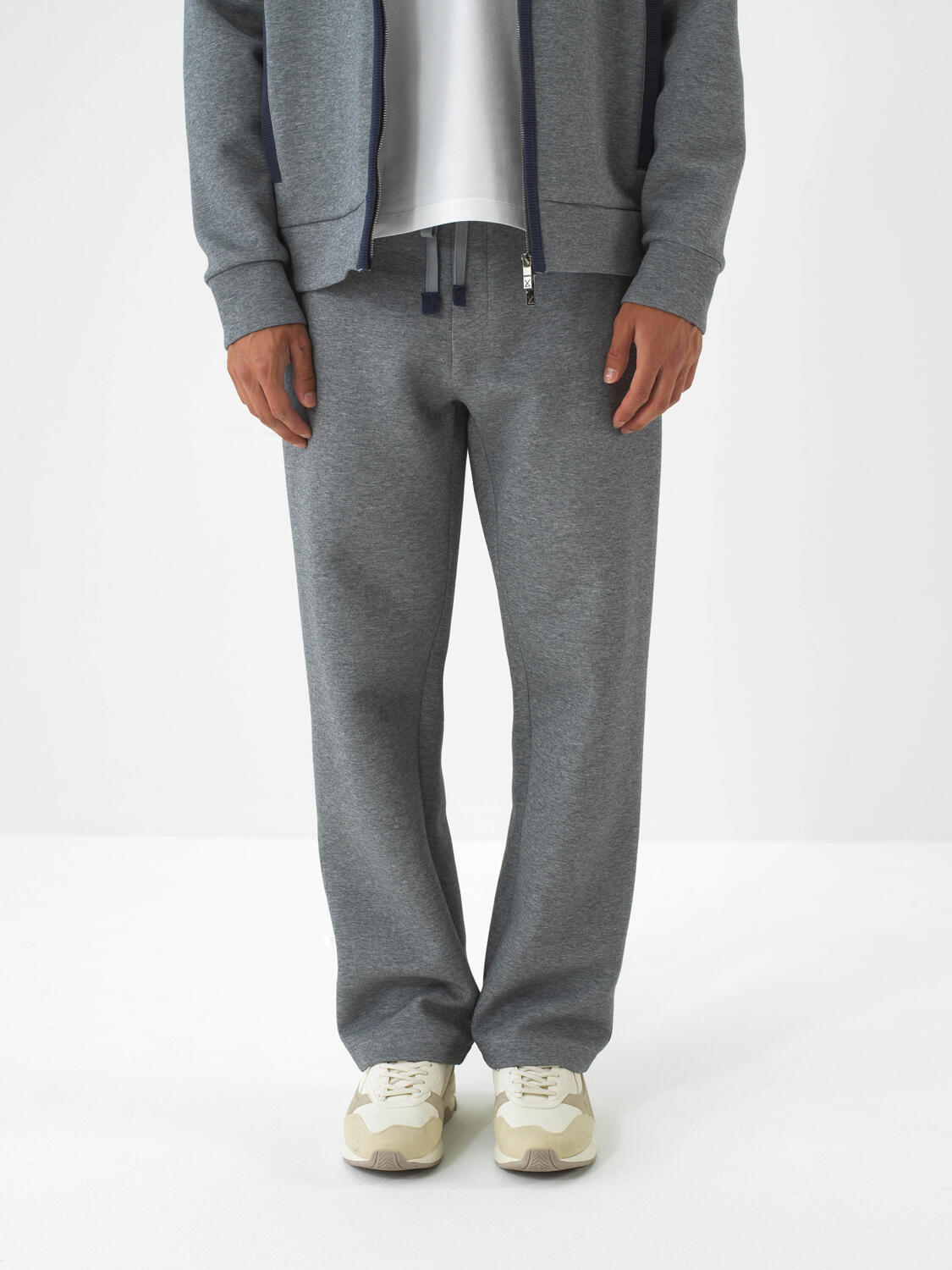Gray Cotton Textured Oversized Sweat Pants