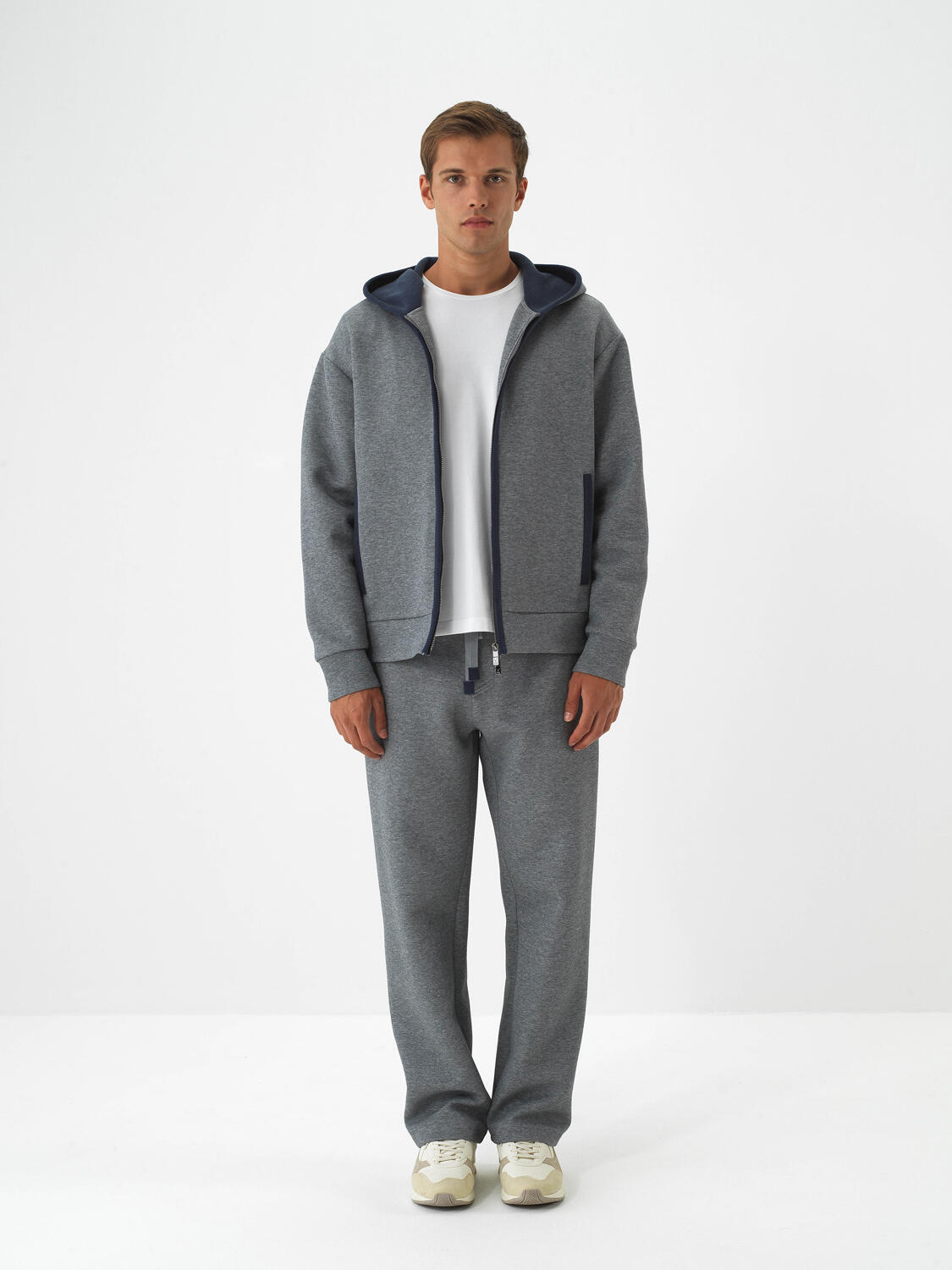 Gray Cotton Textured Oversized Sweat Pants - 2