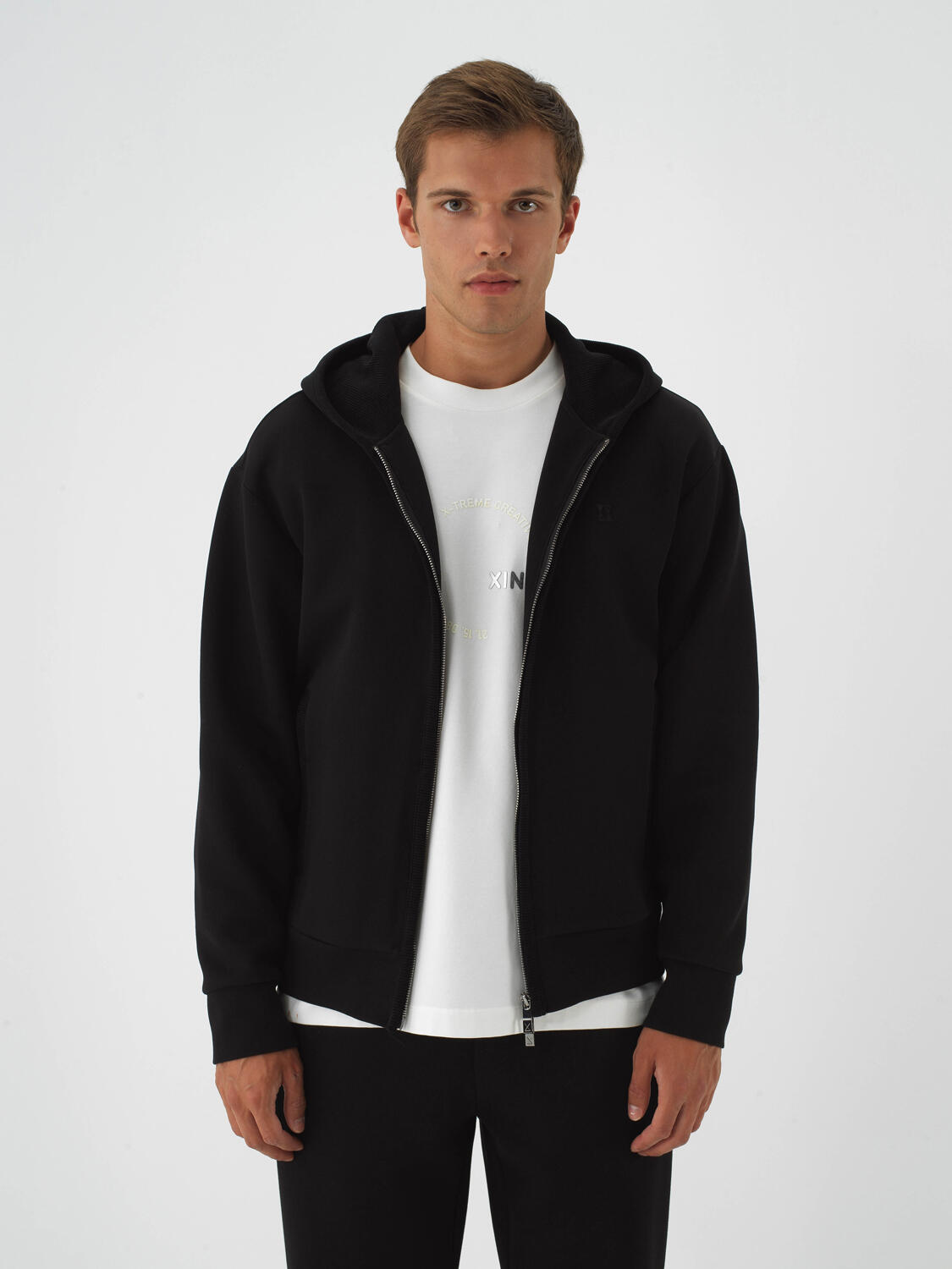 Black Cotton Textured Oversized Sweatpants