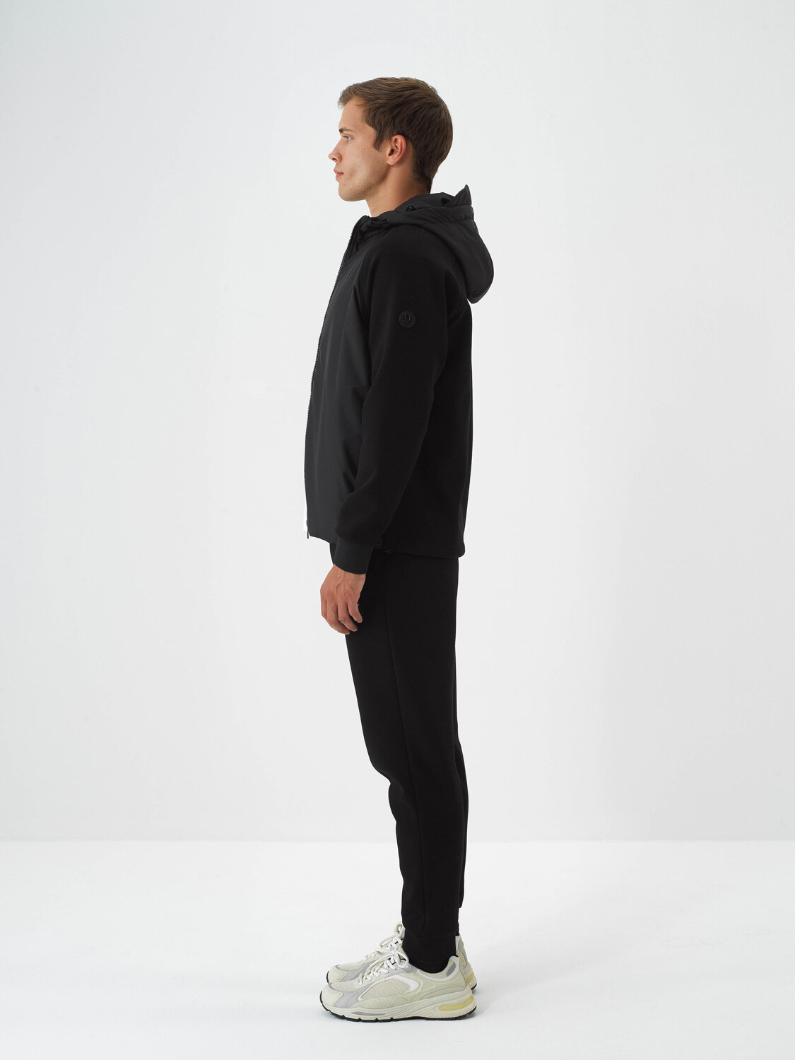 Black Cotton Textured Regular Fit Sweatpants - Xint