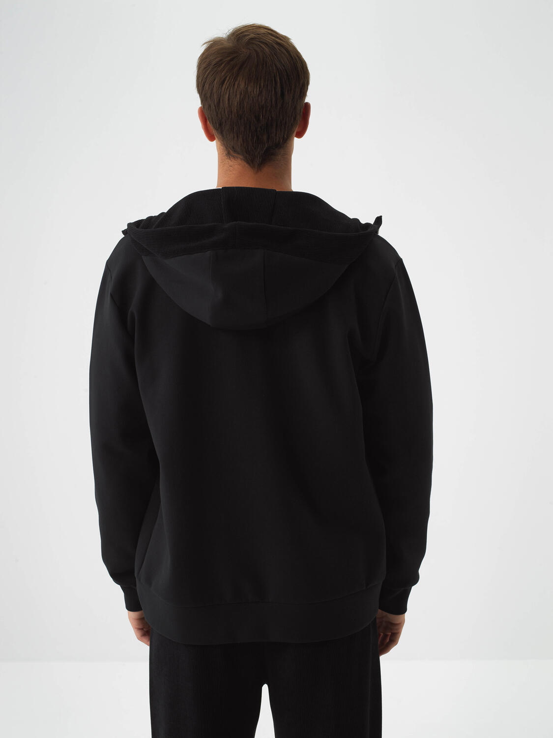 Black Cotton Textured Regular Fit Sweatpants - 4