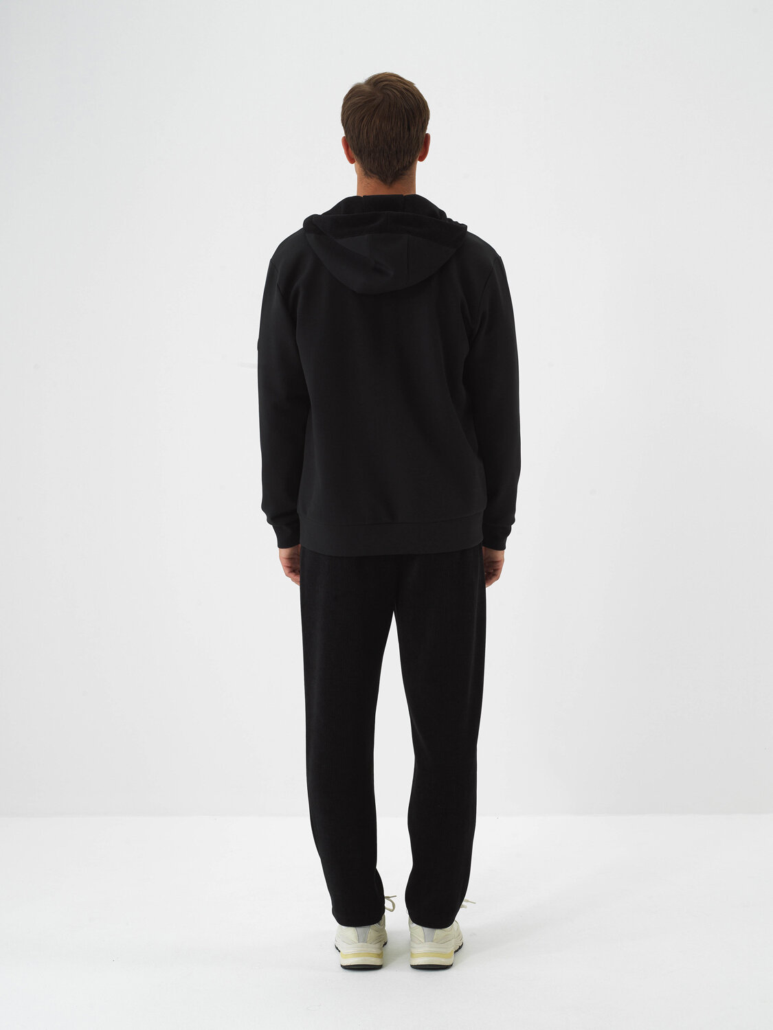Black Cotton Textured Regular Fit Sweatpants - Xint