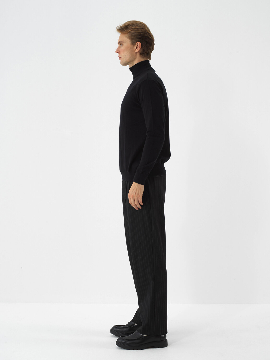Black Cotton Textured Regular Fit Sweater - 4