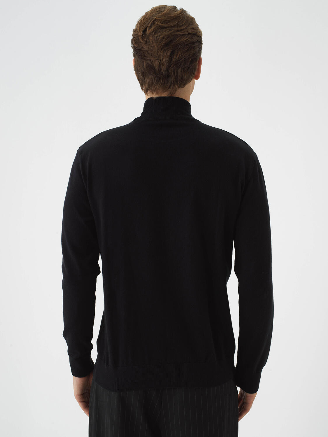 Black Cotton Textured Regular Fit Sweater - 5