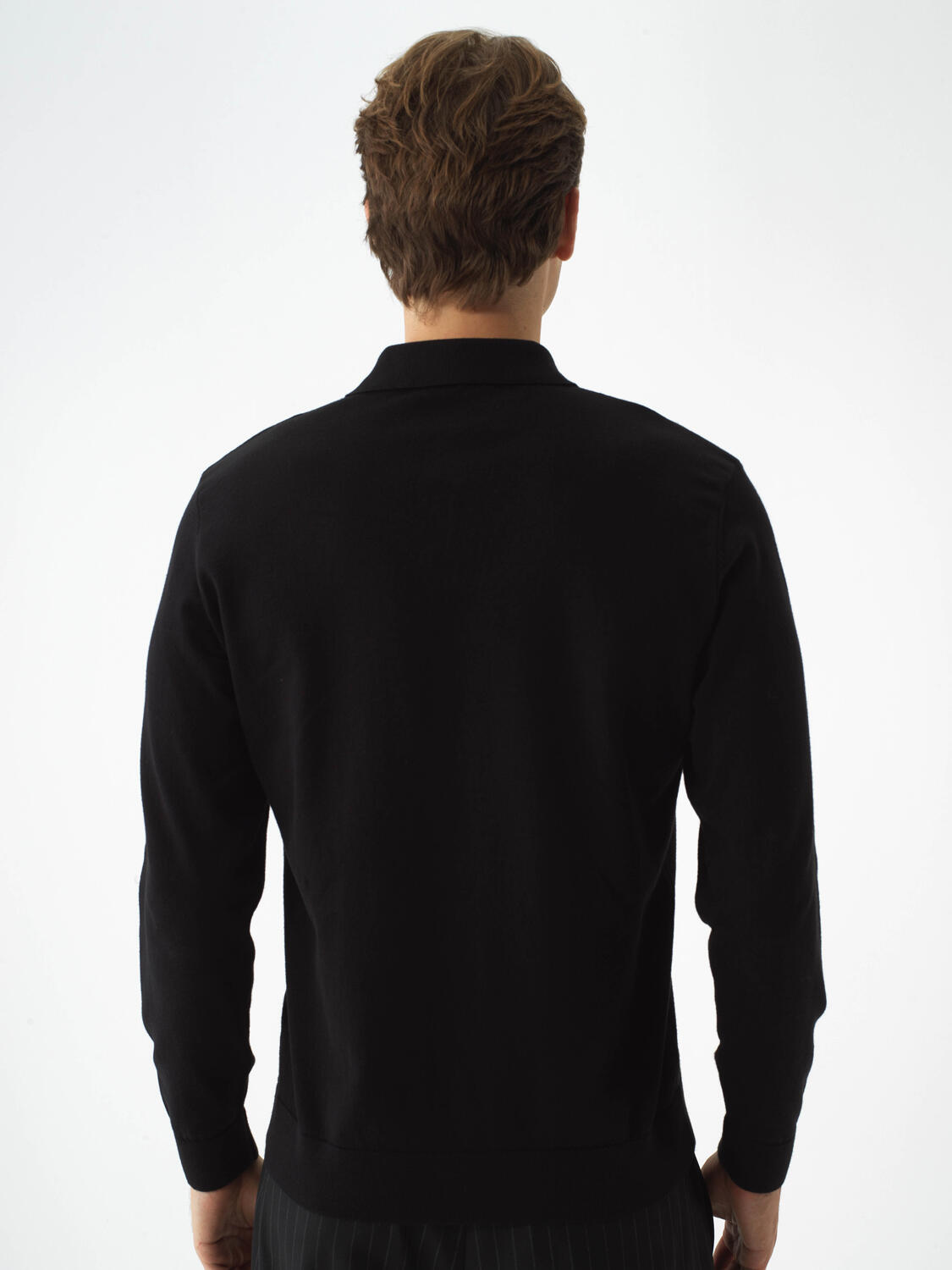 Black Cotton Textured Regular Fit Sweater - 4