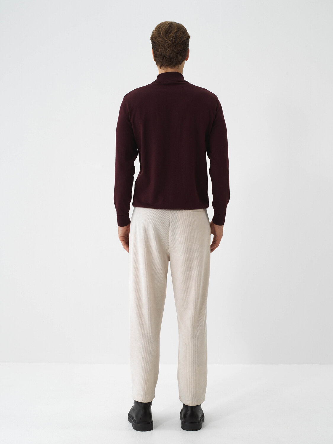 Burgundy Cotton Textured Regular Fit Sweater - 6