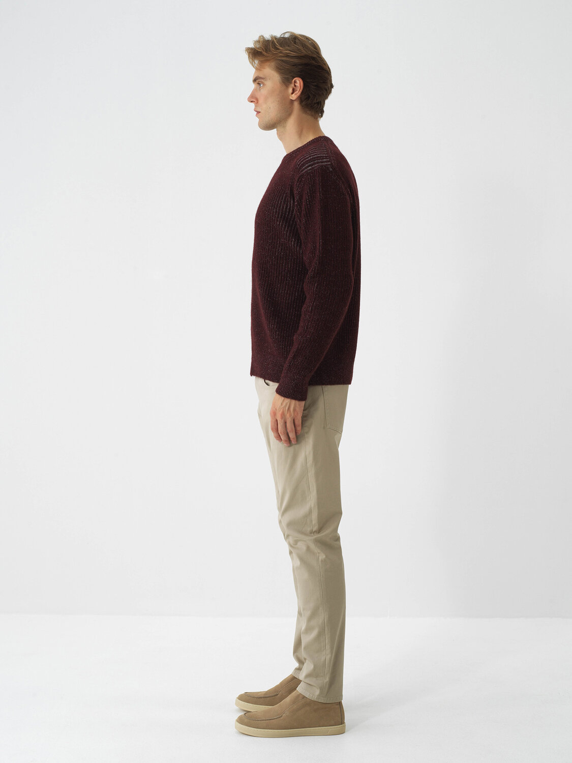 Claret Red Soft Texture Regular Fit Sweater - 4