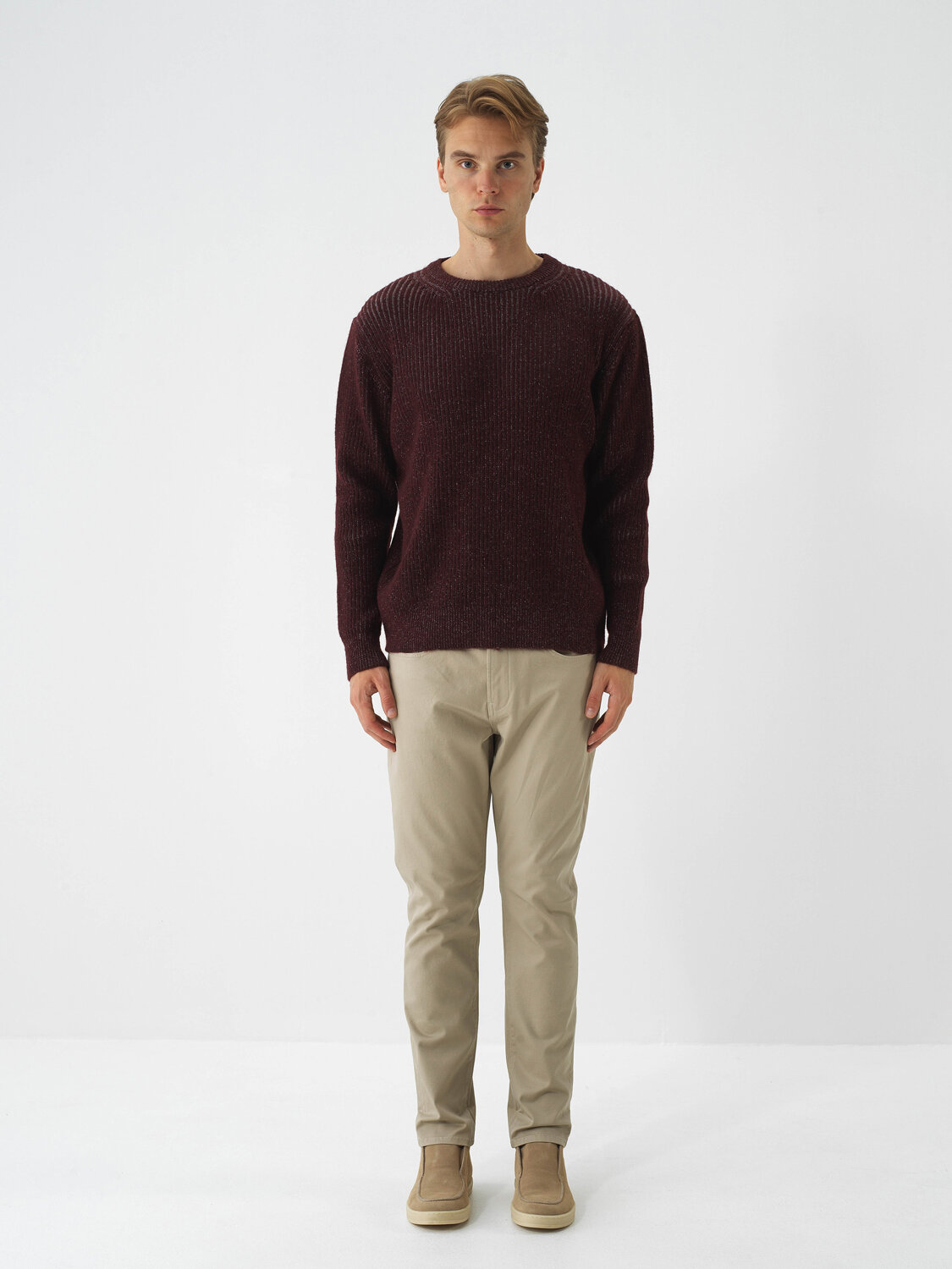 Claret Red Soft Texture Regular Fit Sweater - 2