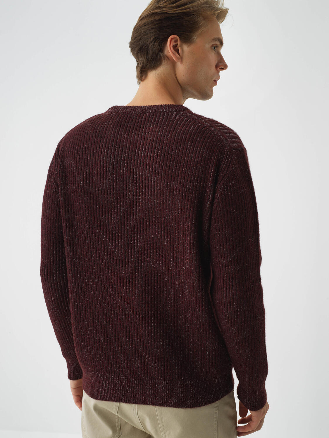 Claret Red Soft Texture Regular Fit Sweater (5)