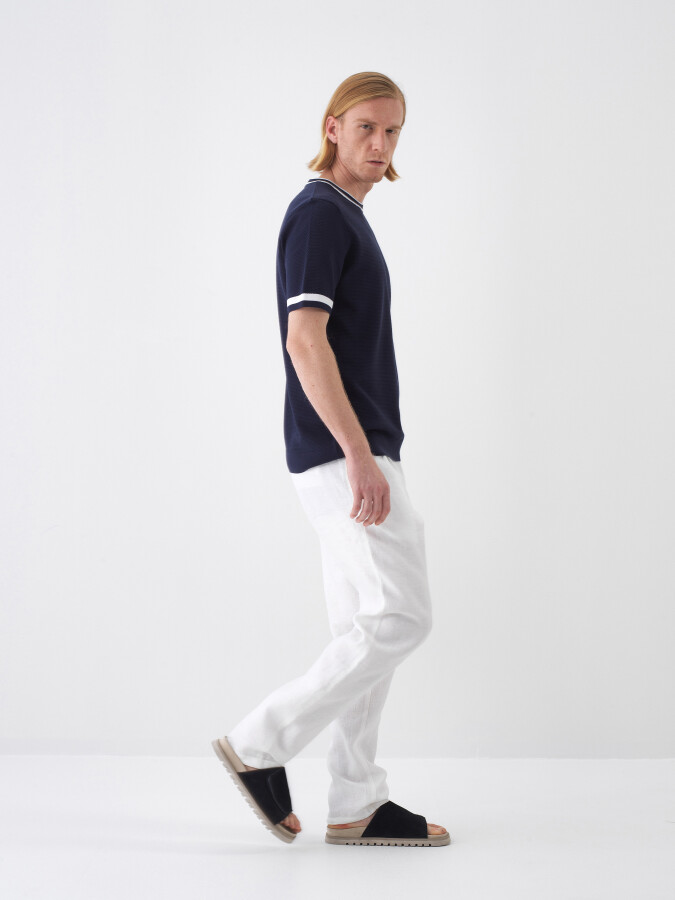 Navy Blue Regular Fit Sweater - 3