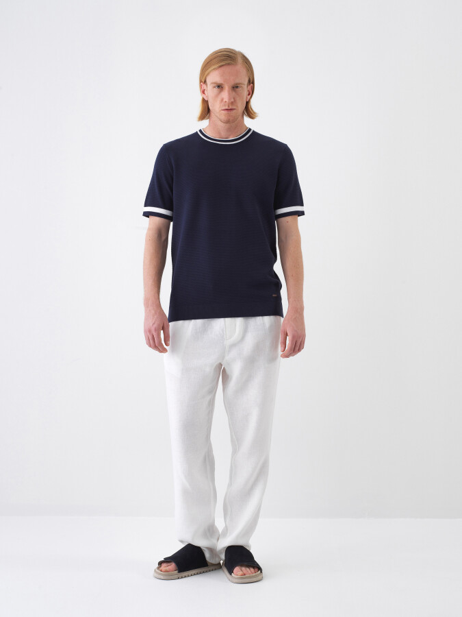 Navy Blue Regular Fit Sweater - 1