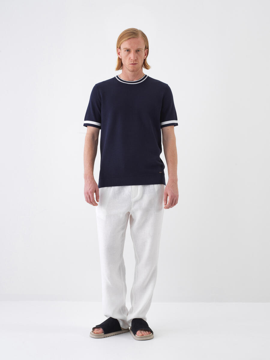 Navy Blue Regular Fit Sweater - 1