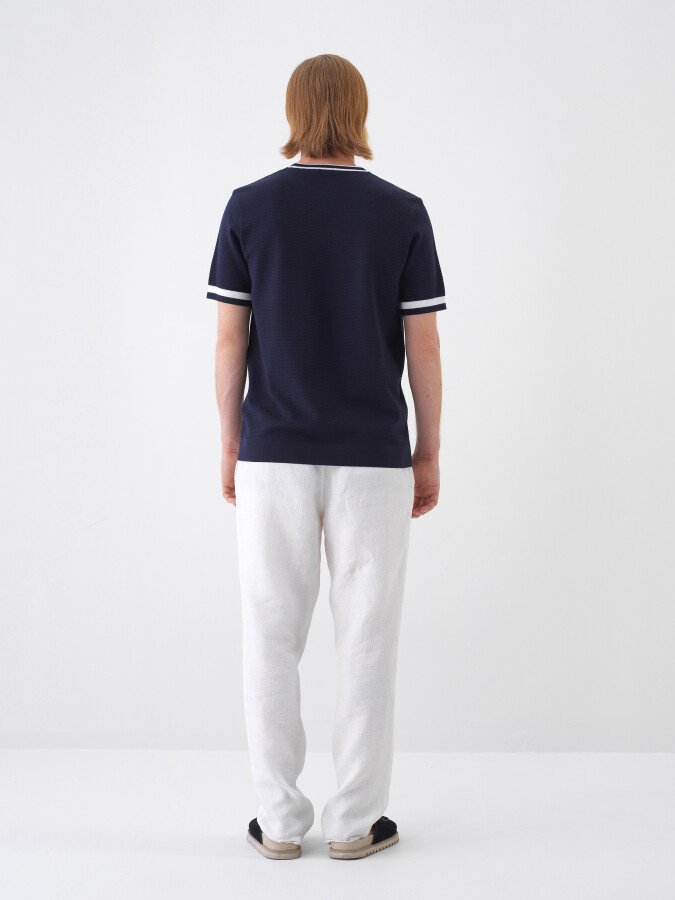 Navy Blue Regular Fit Sweater - 5