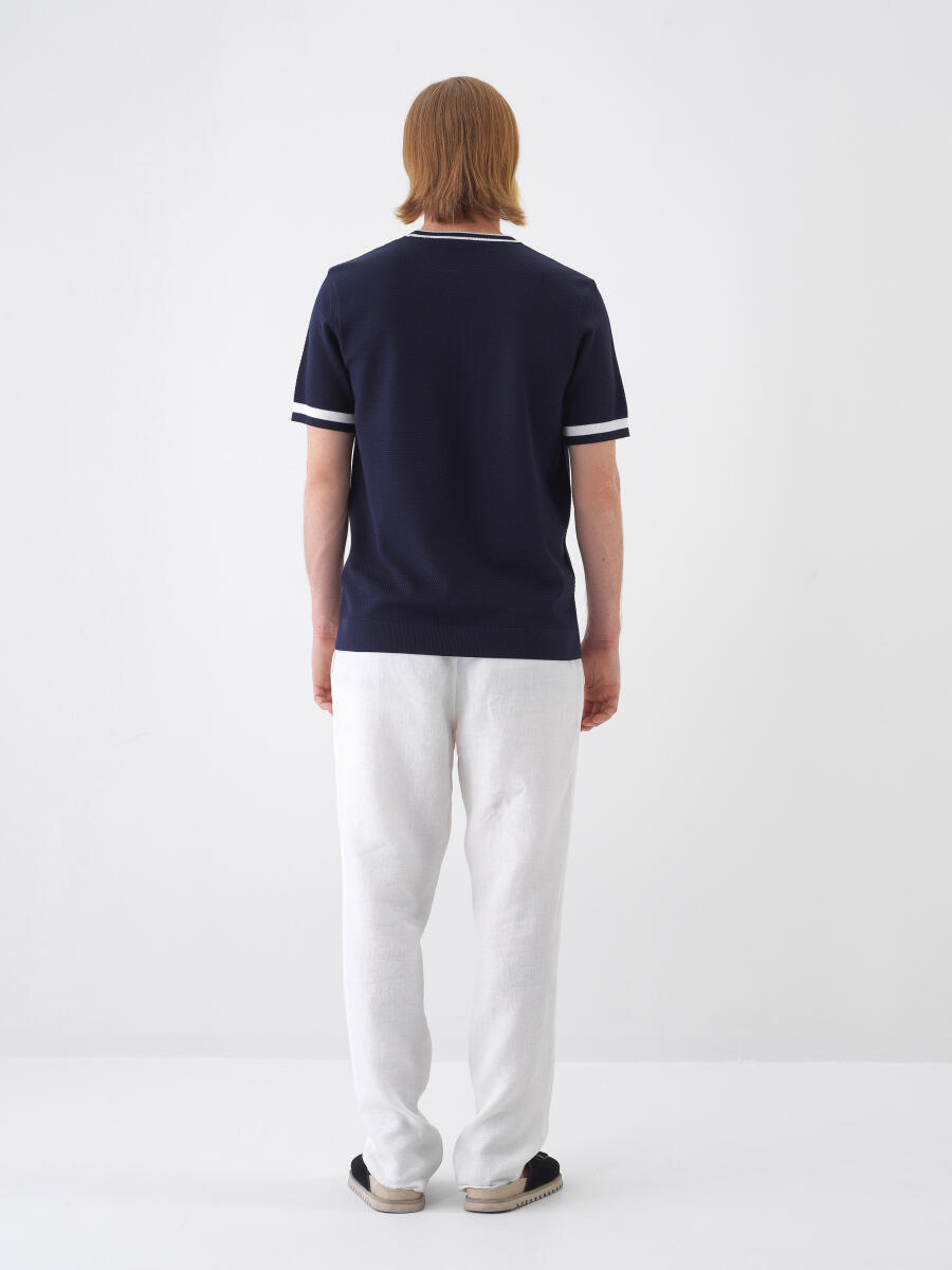 Navy Blue Regular Fit Sweater - 5