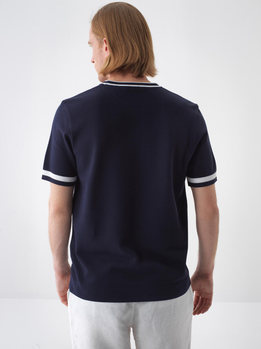 Navy Blue Regular Fit Sweater - 4