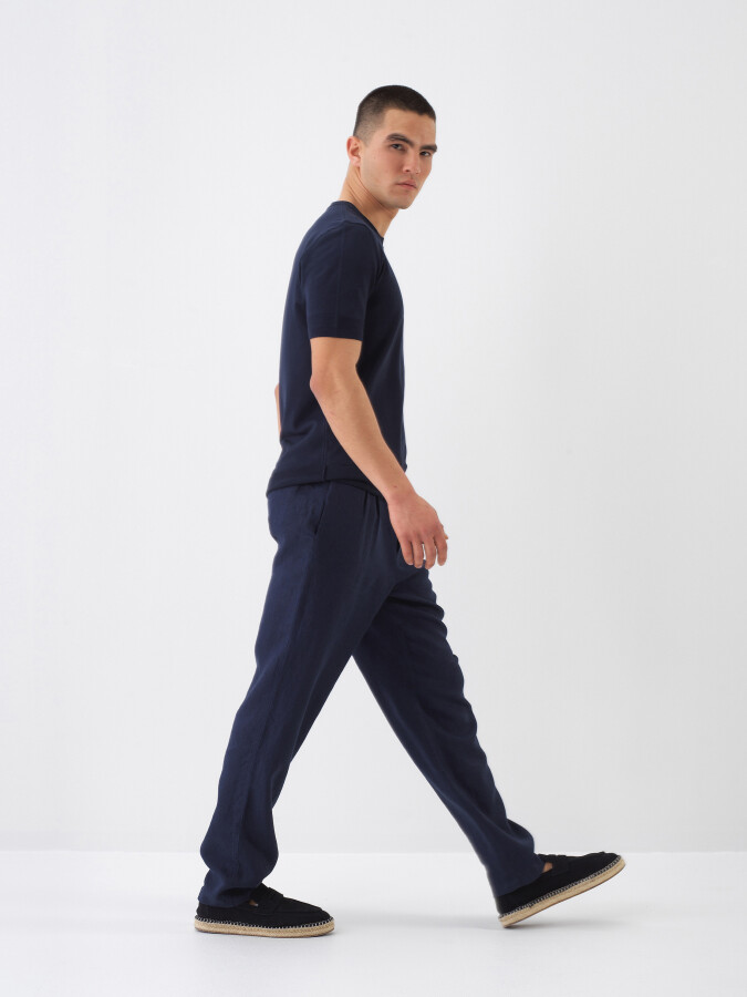 Navy Blue Regular Fit Sweater - 3