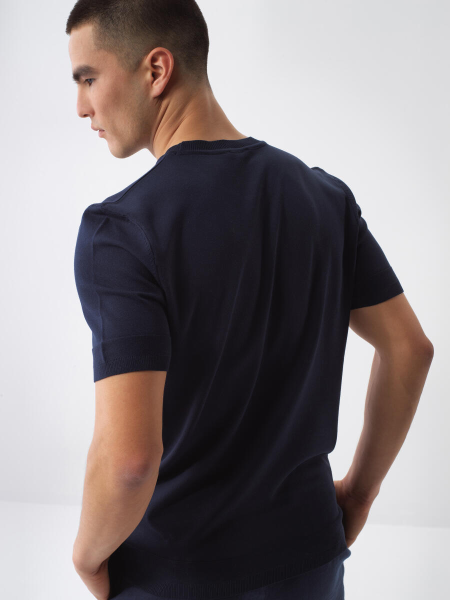 Navy Blue Regular Fit Sweater - 4