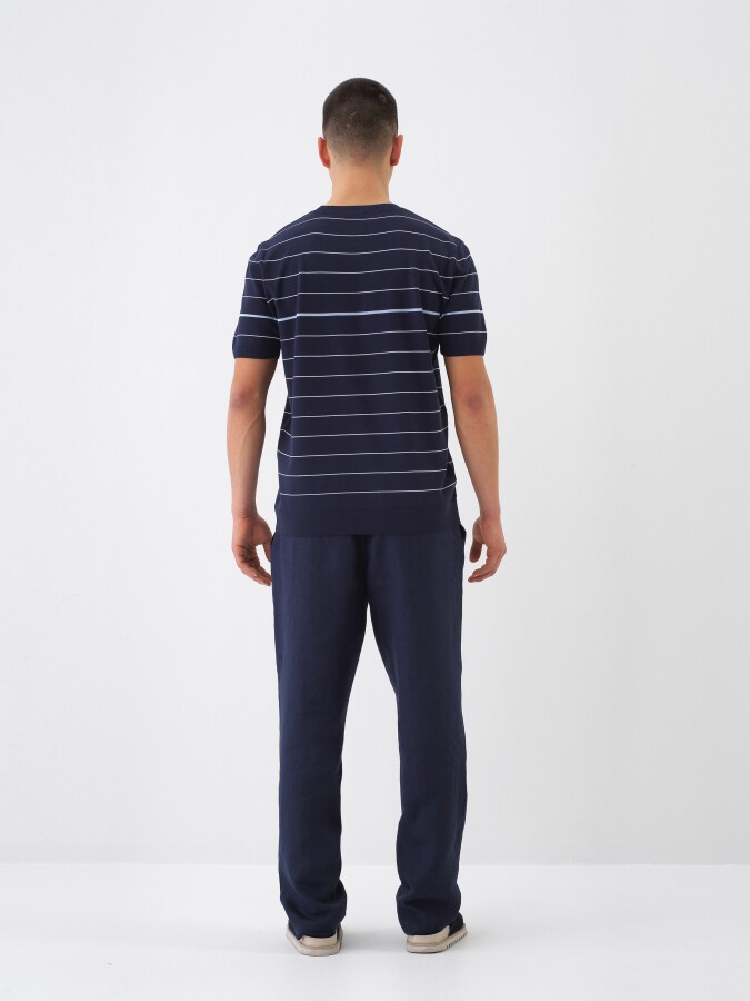 Navy Blue Regular Fit Sweater - 5