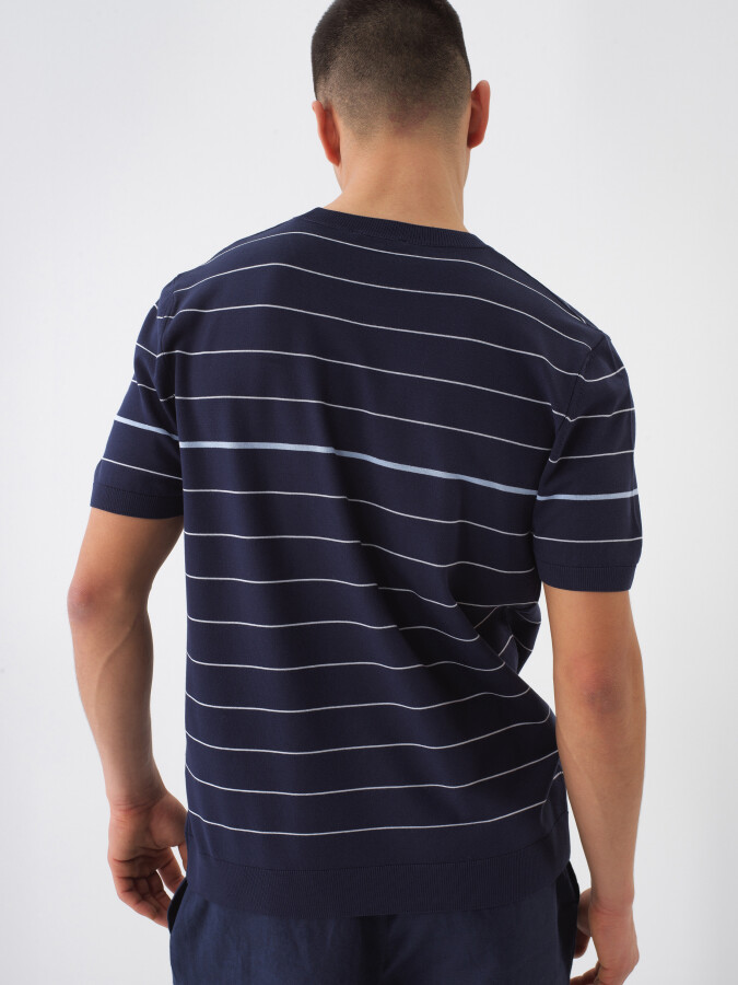 Navy Blue Regular Fit Sweater - 4