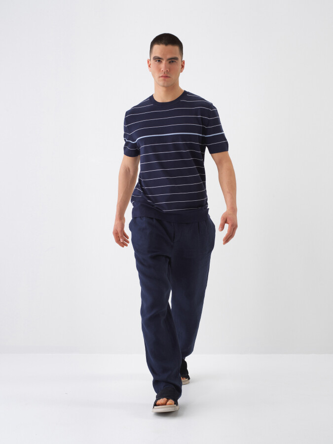 Navy Blue Regular Fit Sweater - 3