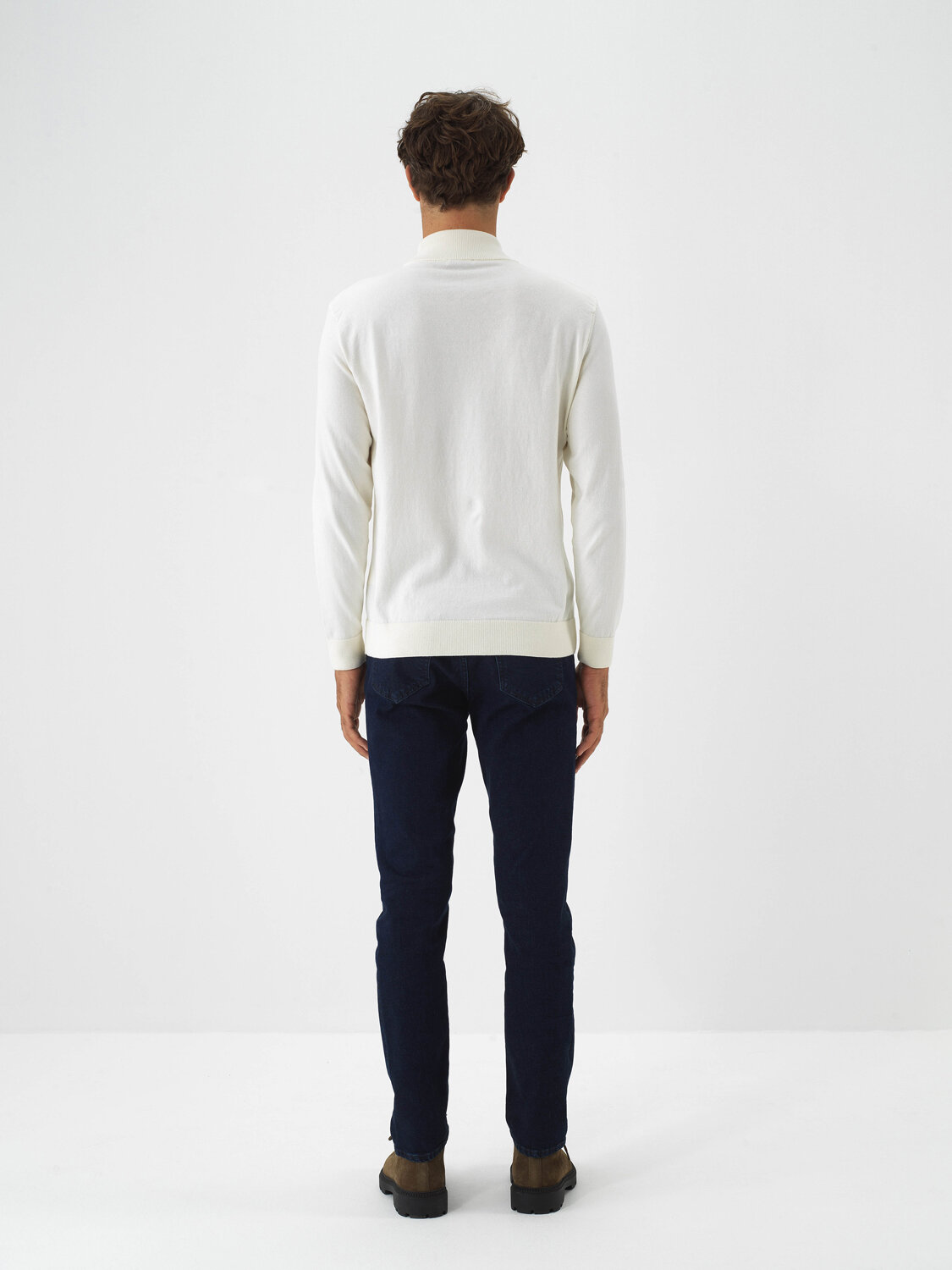 Ecru Cotton Textured Regular Fit Sweater - 6