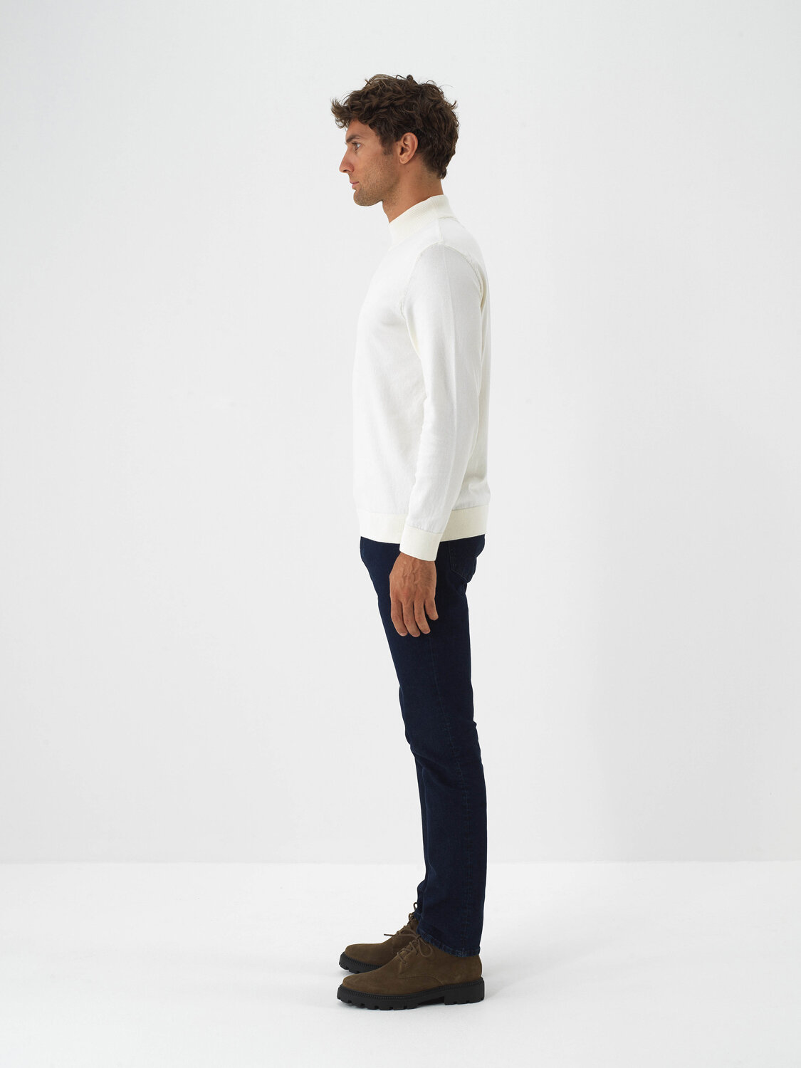 Ecru Cotton Textured Regular Fit Sweater - 4