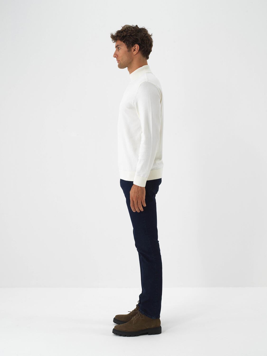 Ecru Cotton Textured Regular Fit Sweater - 4