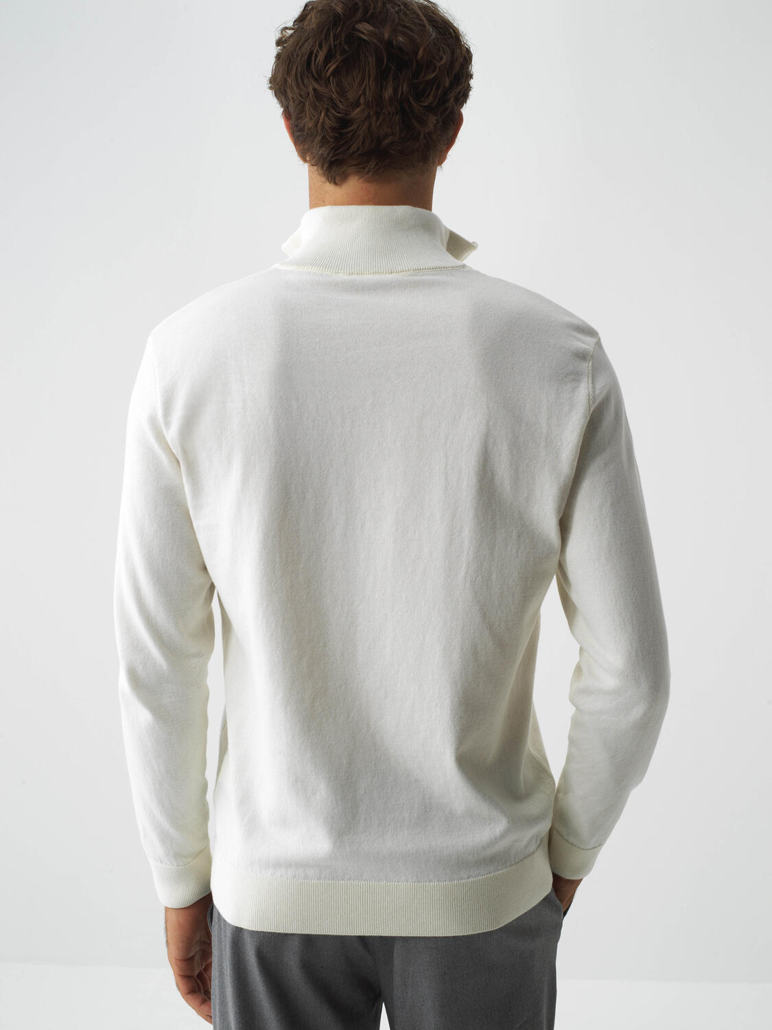 Ecru Cotton Textured Regular Fit Sweater - 5