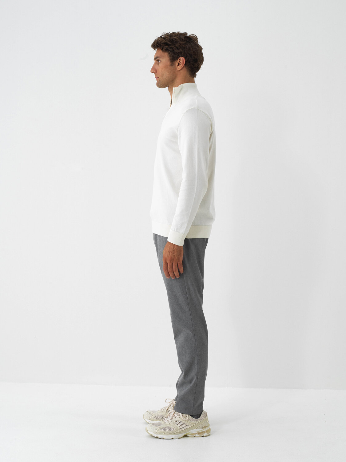 Ecru Cotton Textured Regular Fit Sweater - 4