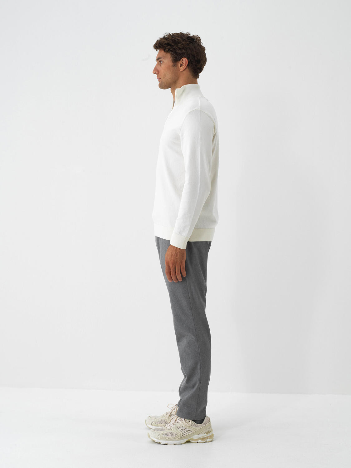 Ecru Cotton Textured Regular Fit Sweater - 4