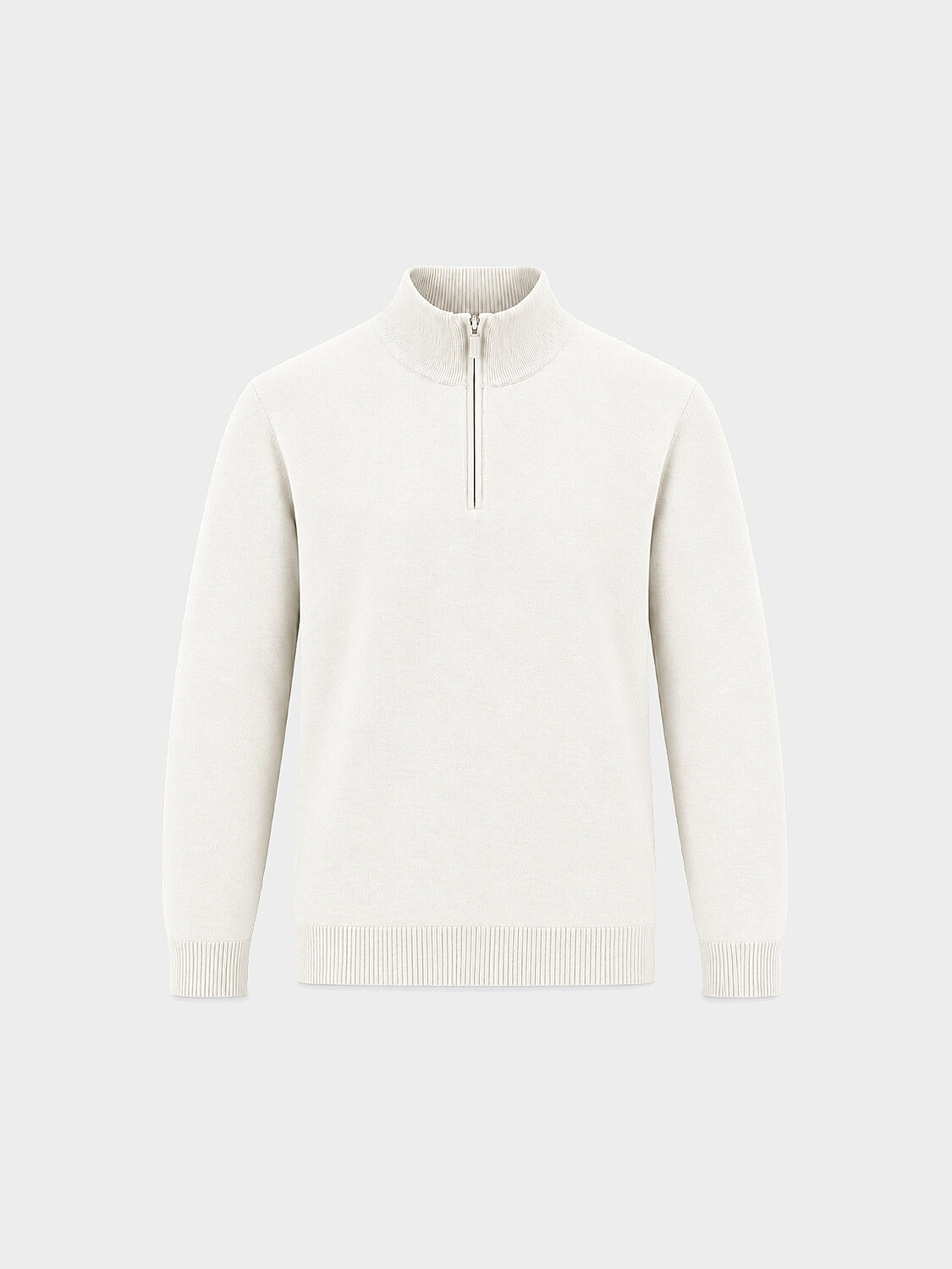 Ecru Cotton Textured Regular Fit Sweater - 1