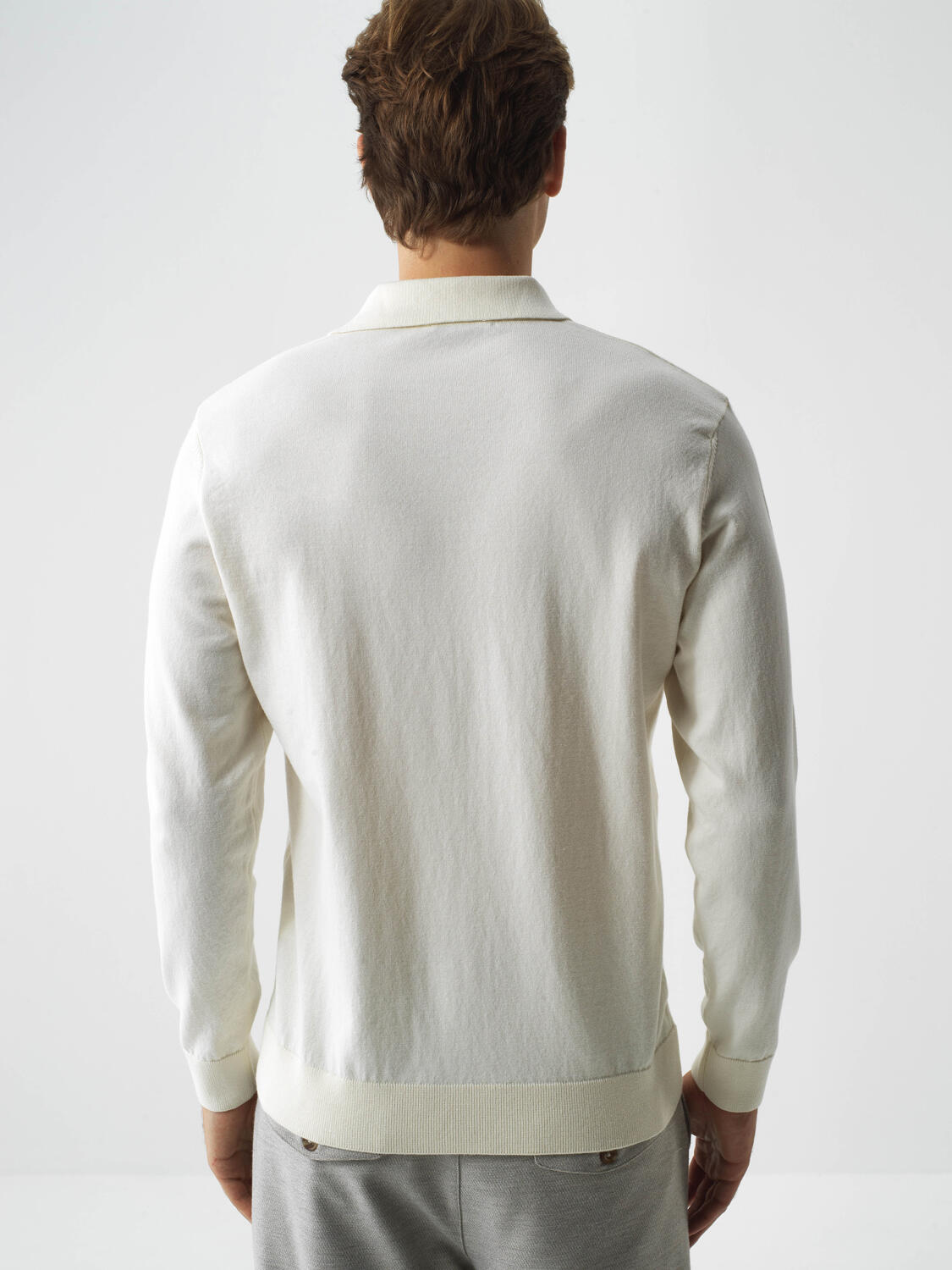 Ecru Cotton Textured Regular Fit Sweater - 4