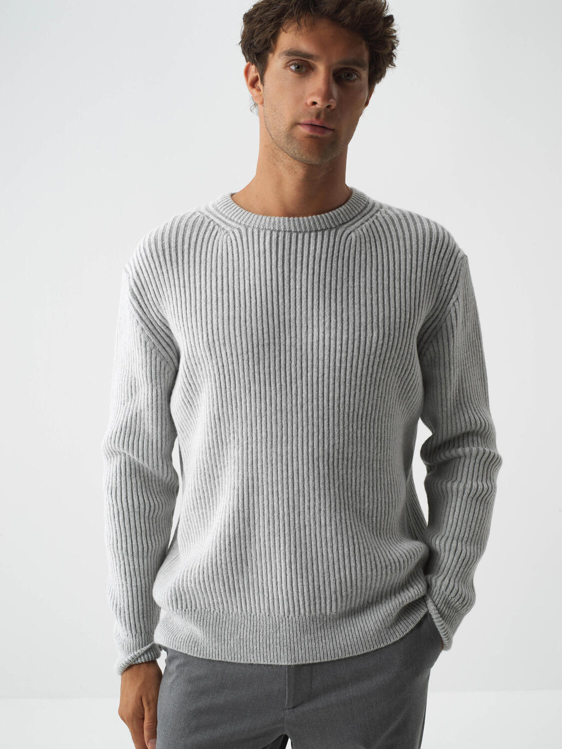 Ecru Soft Texture Regular Fit Sweater