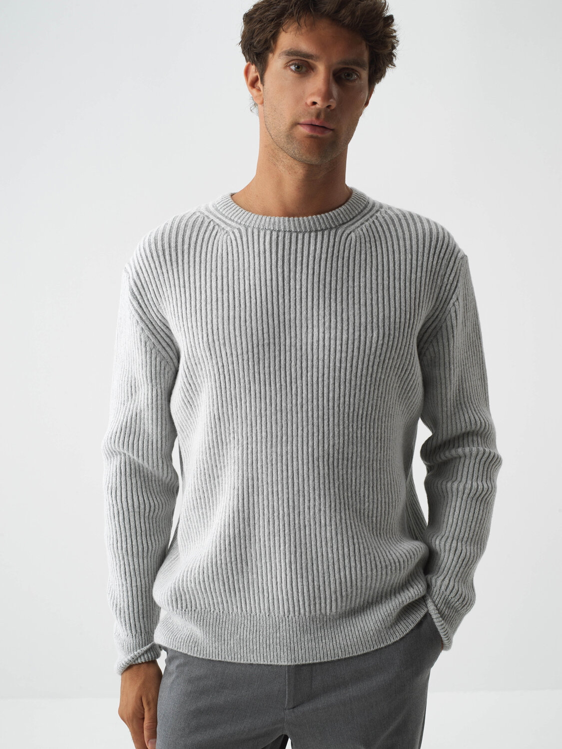 Ecru Soft Texture Regular Fit Sweater - 3