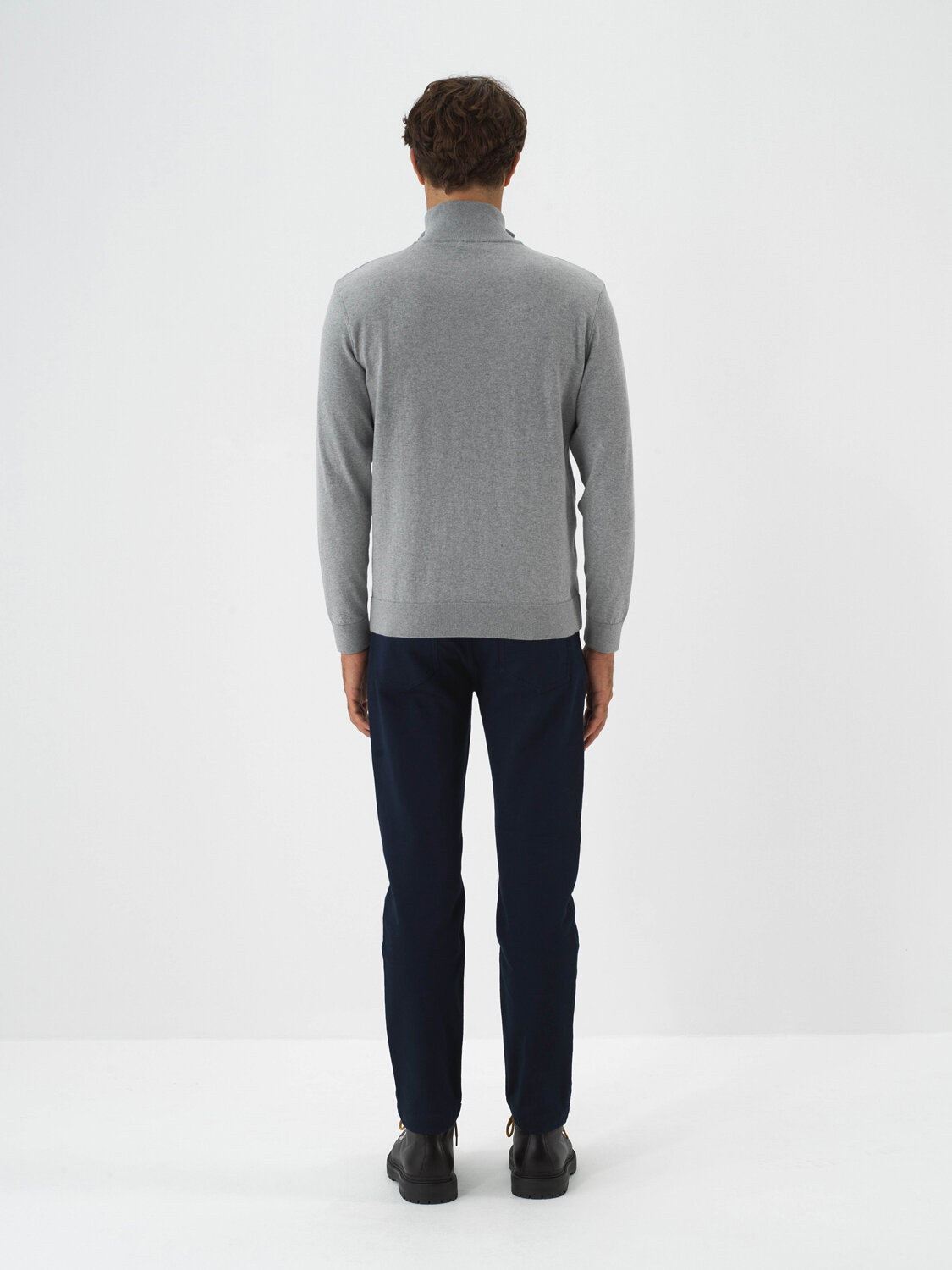 Gray Cotton Textured Regular Fit Sweater - 6