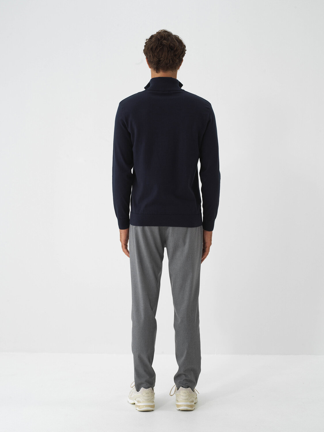 Navy Blue Cotton Textured Regular Fit Sweater - 6