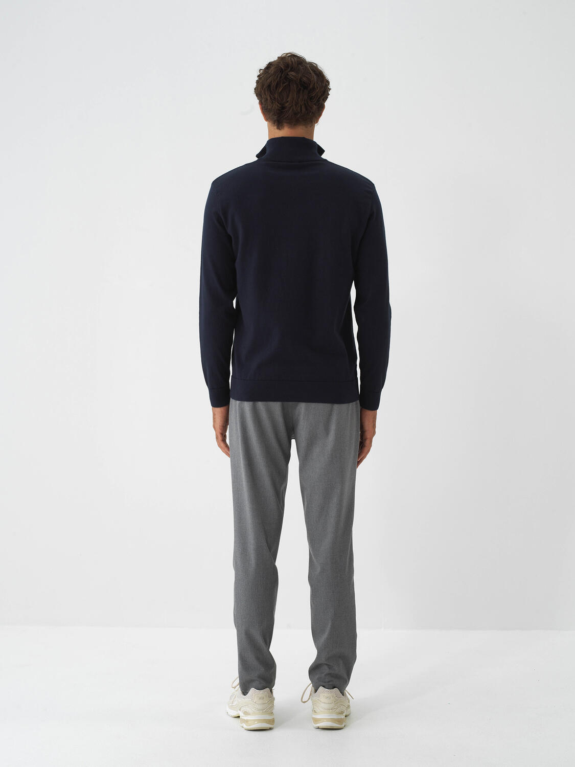 Navy Blue Cotton Textured Regular Fit Sweater - 6
