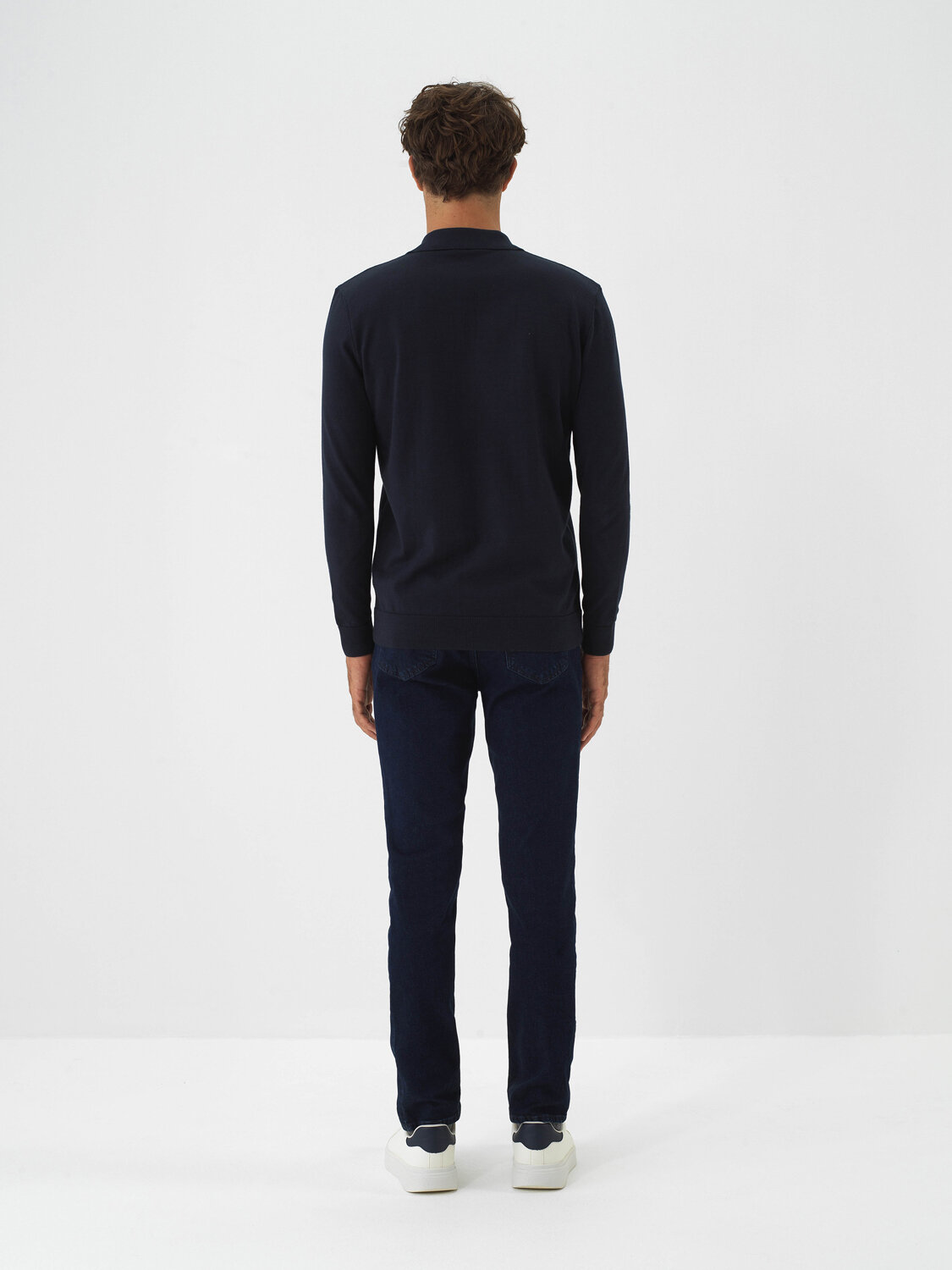 Navy Blue Cotton Textured Regular Fit Sweater - 6