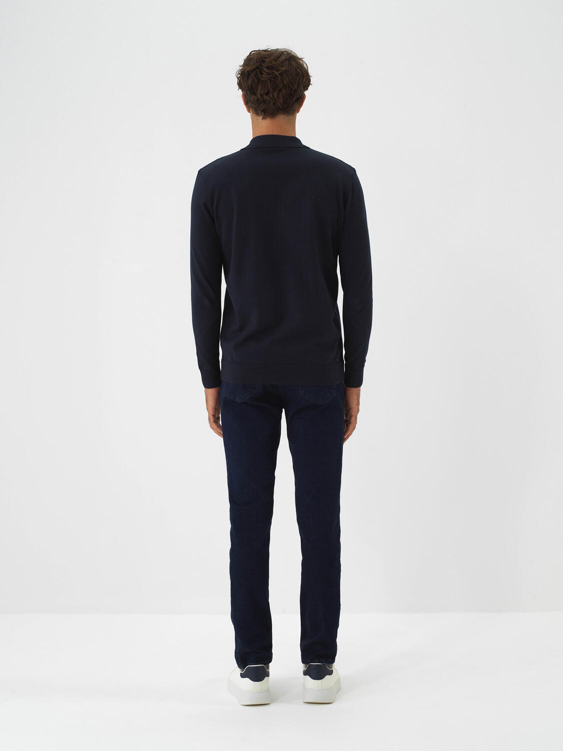 Navy Blue Cotton Textured Regular Fit Sweater - 6