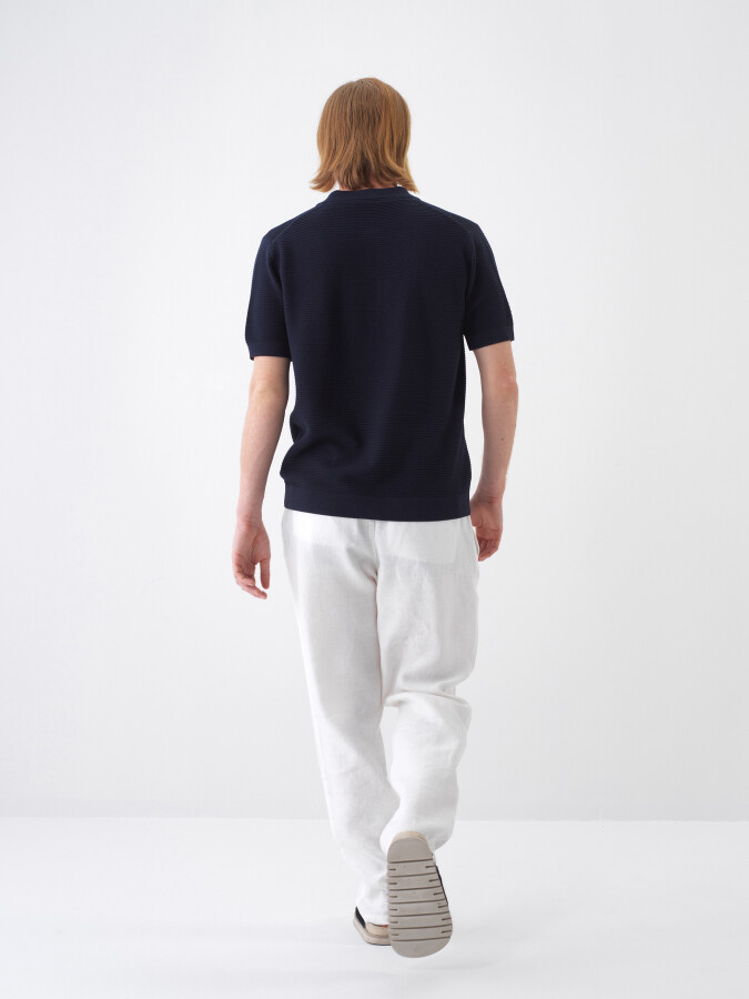 Navy Blue Regular Fit Sweater - 5