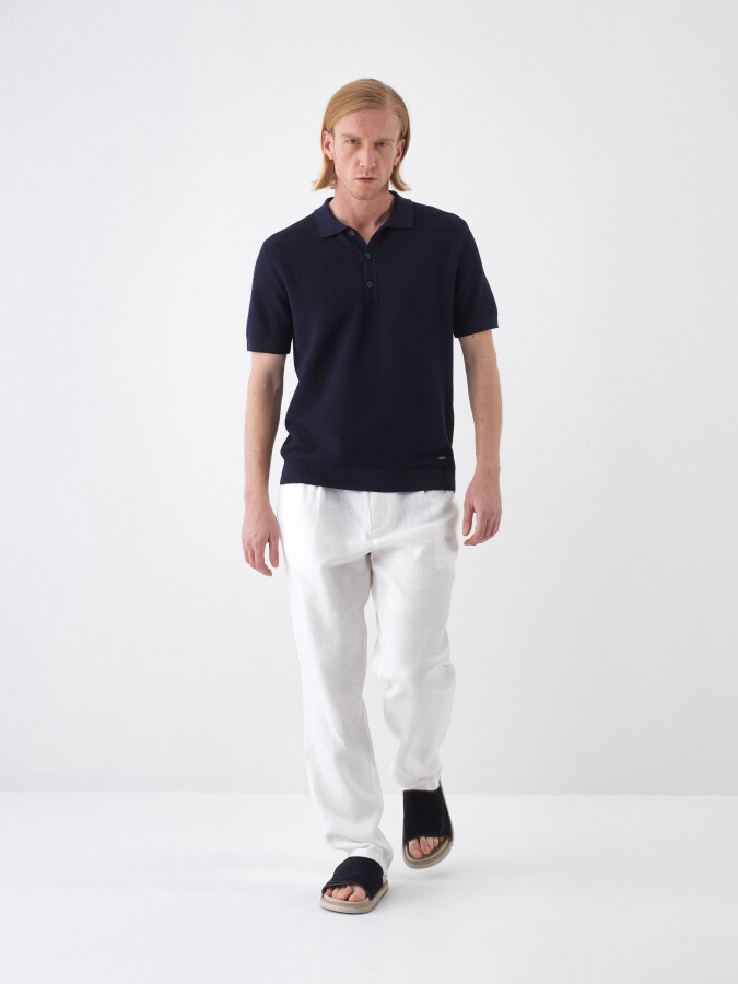 Navy Blue Regular Fit Sweater - 1