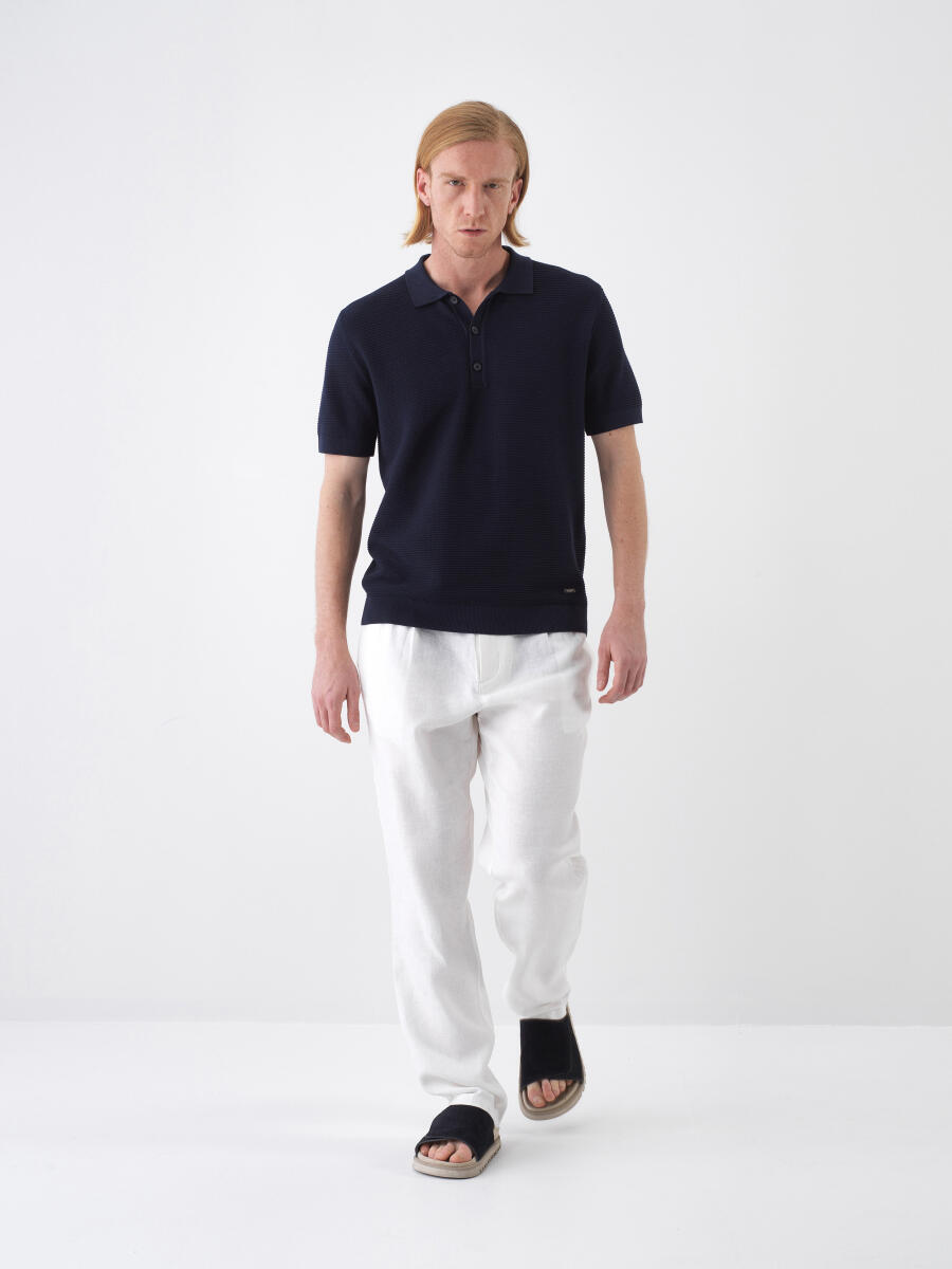 Navy Blue Regular Fit Sweater - 1